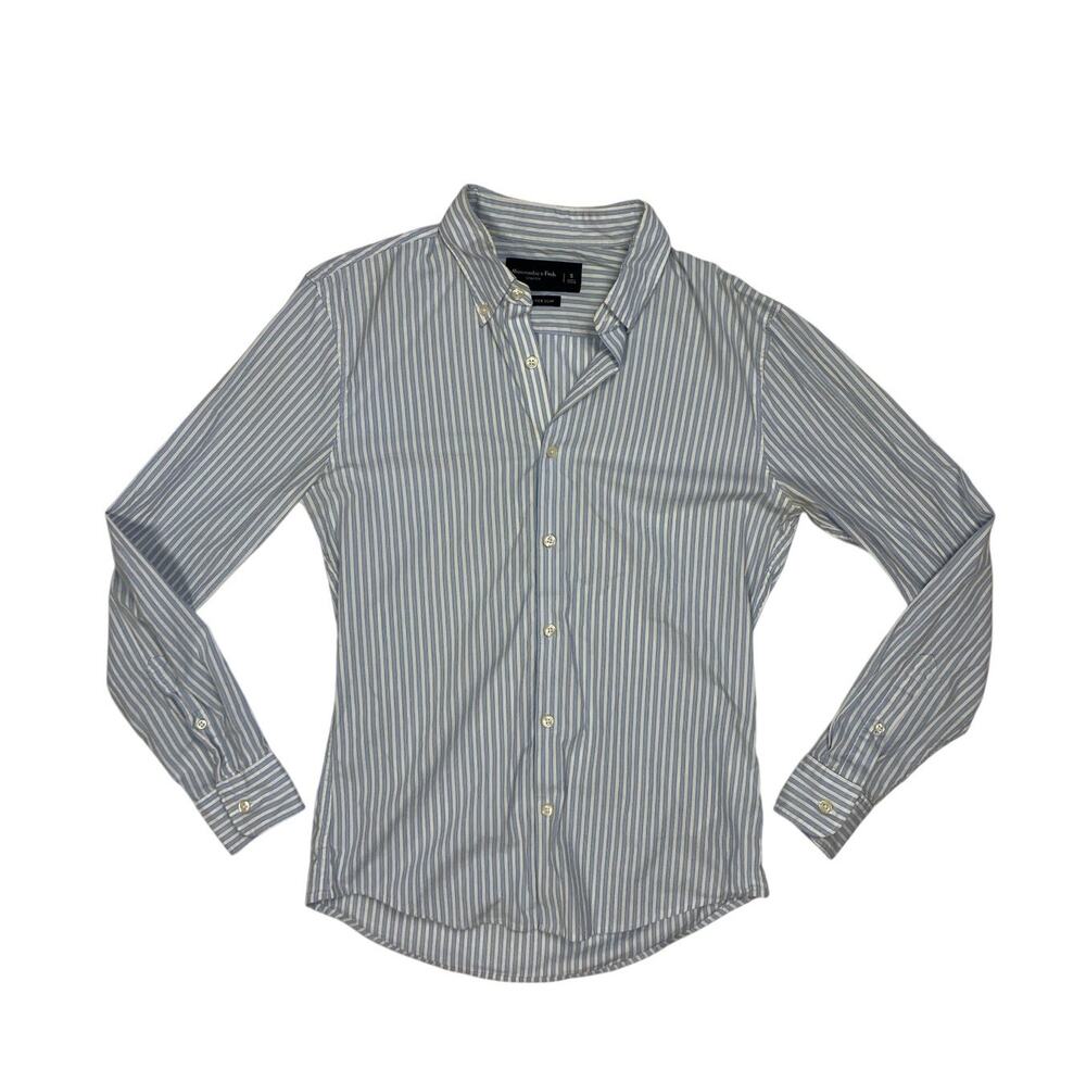 Abercrombie & Fitch Y2K Super Slim Fit Pinstripe Cotton Button Down Shirt
